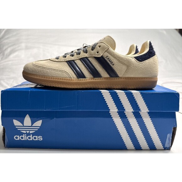 Adidas 7.5 Men’s Samba OG Warm Vanilla Night Indigo Enamel Lace Bling NIB main image 10